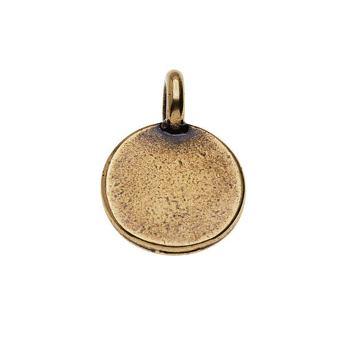 TierraCast Pewter, Blank Round Charm 16.5x11.5mm, 1 Piece, Brass Oxide Finish