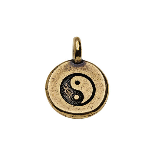 TierraCast Pewter Charm, Round Yin Yang Symbol 16.5x11.5mm, 1 Piece, Brass Oxide Finish