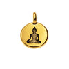 TierraCast Pewter Charm, Round Buddha Silhouette 16.5x11.5mm, 22K Gold Plated (1 Piece)