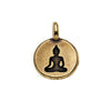 TierraCast Pewter Charm, Round Buddha Silhouette 16.5x11.5mm, Brass Oxide Finish (1 Piece)