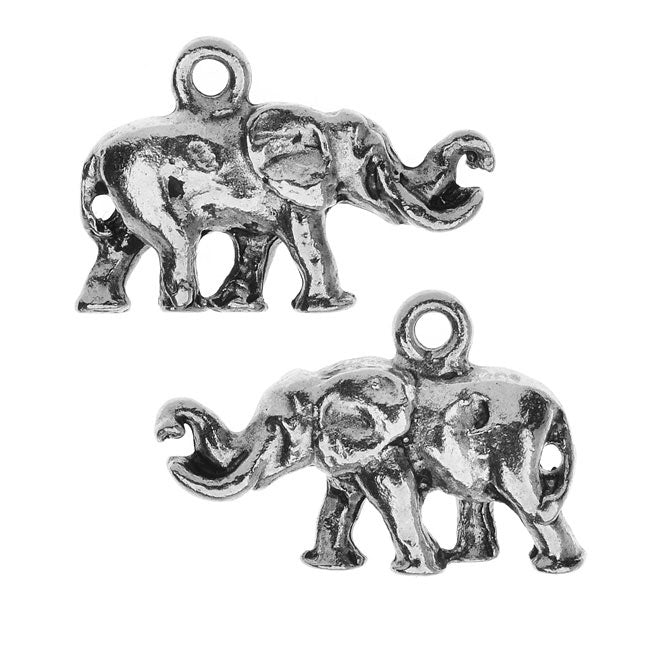 Nunn Design Charm, Elephant with Tusks 14x20mm, Antiqued Silver (2 Pieces)
