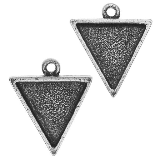 Nunn Design Bezel Charm, Triangle 15.5x18.5mm, Antiqued Silver (2 Pieces)