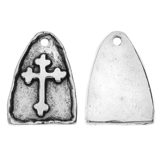 Nunn Design Charm, Cross In Arc 16x22mm, Antiqued Silver (1 Piece)
