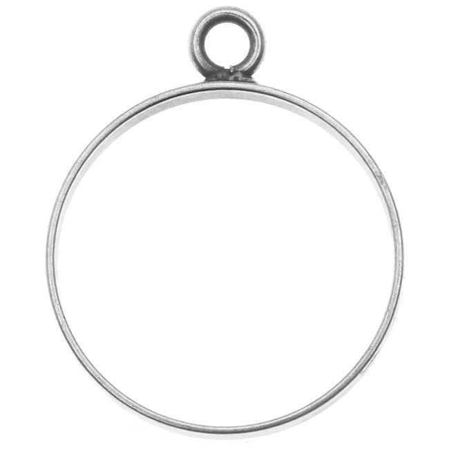 Open Back Bezel Pendant, Circle 25x30.5mm, Antiqued Silver, by Nunn Design (1 Piece)