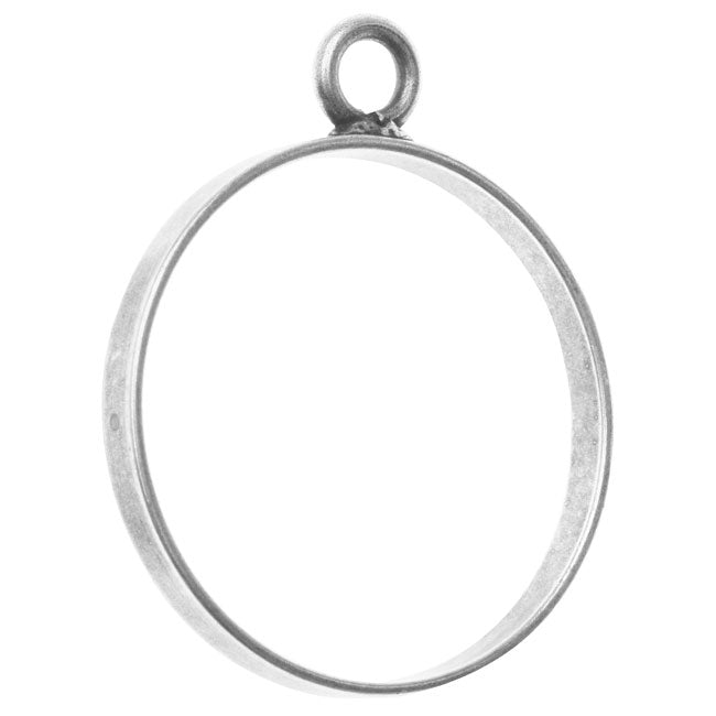 Open Back Bezel Pendant, Circle 25x30.5mm, Antiqued Silver, by Nunn Design (1 Piece)
