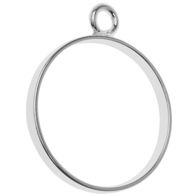 Open Back Bezel Pendant, Circle 25x30.5mm, Silver, by Nunn Design (1 Piece)