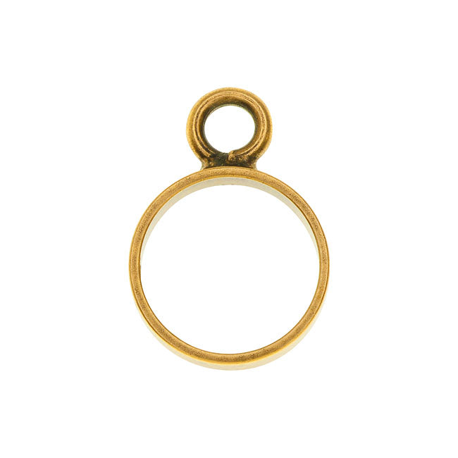 Open Back Bezel Pendant, Circle 12.5x18mm, Antiqued Gold, by Nunn Design (1 Piece)