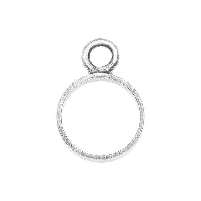 Open Back Bezel Pendant, Circle 12.5x18mm, Antiqued Silver, by Nunn Design (1 Piece)