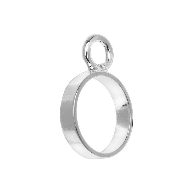 Open Back Bezel Pendant, Circle 12.5x18mm, Silver, by Nunn Design (1 Piece)