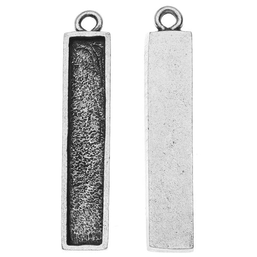 Nunn Design Charm, Itsy Rectangle Bezel 6x32mm, Antiqued Silver (2 Pieces)