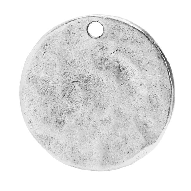Nunn Design Flat Tag, Hammered Circle 20.5mm, Antiqued Silver (1 Piece)
