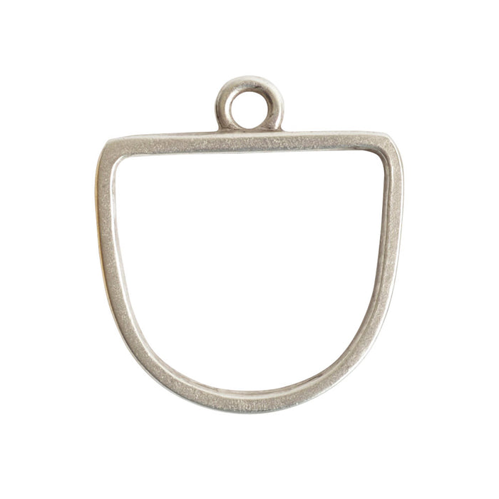 Nunn Design Open Pendant, Grande Half Oval 28.5x31.5mm, Antiqued Silver (1 Piece)