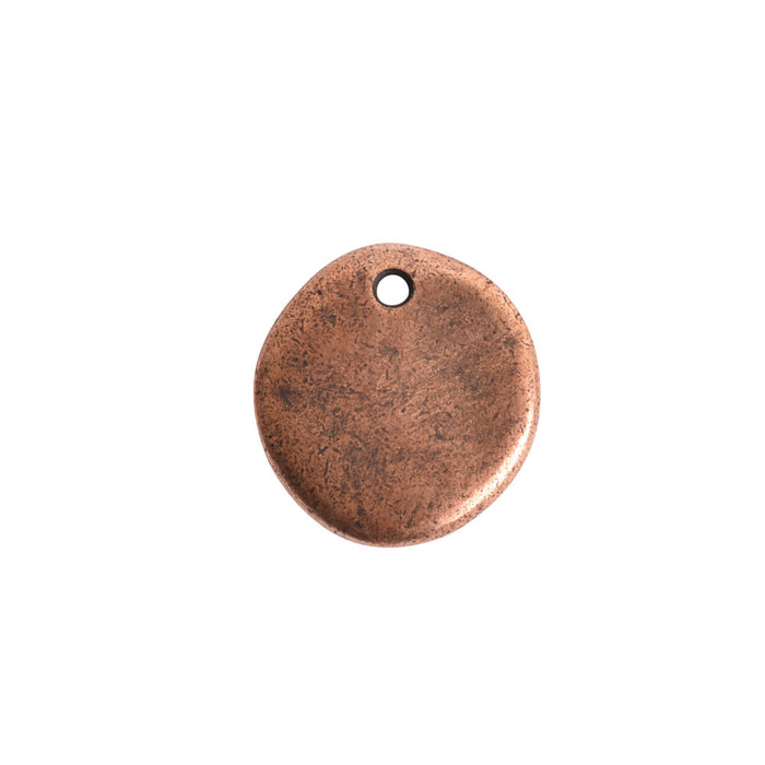 Nunn Design Primitive Tag Pendant, Small Circle 17.5x18.5mm, Antiqued Copper (1 Piece)