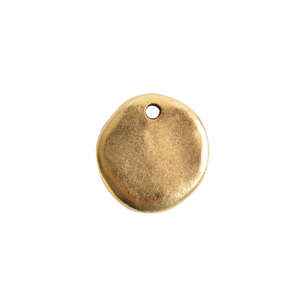 Nunn Design Primitive Tag Pendant, Small Circle 17.5x18.5mm, Antiqued Gold (1 Piece)