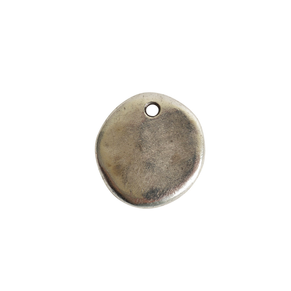 Nunn Design Primitive Tag Pendant, Small Circle 17.5x18.5mm, Antiqued Silver (1 Piece)