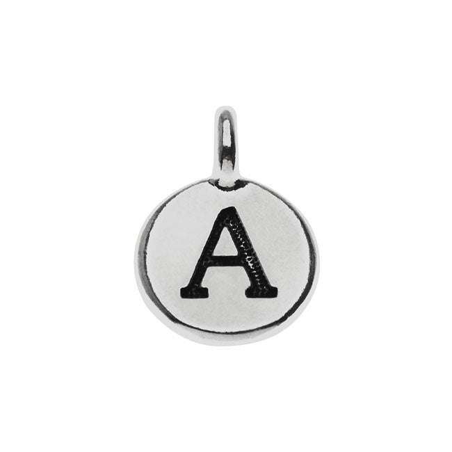 TierraCast Alphabet Charm, Uppercase Letter 'A' 16.5x11.5mm, Antiqued Silver Plated (1 Piece)