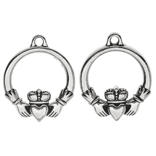 TierraCast Celtic Collection, Claddagh Charm 19.5x24mm Antiqued Silver (2 Pieces)