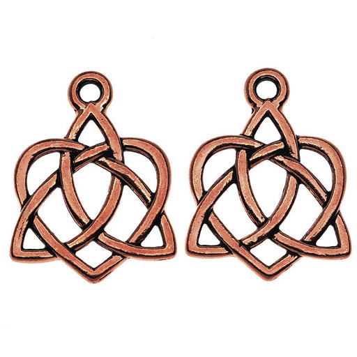 TierraCast Celtic Collection, Celtic Open Heart Charm 15.5x20.5mm Antiqued Copper Plated (2 Pieces)