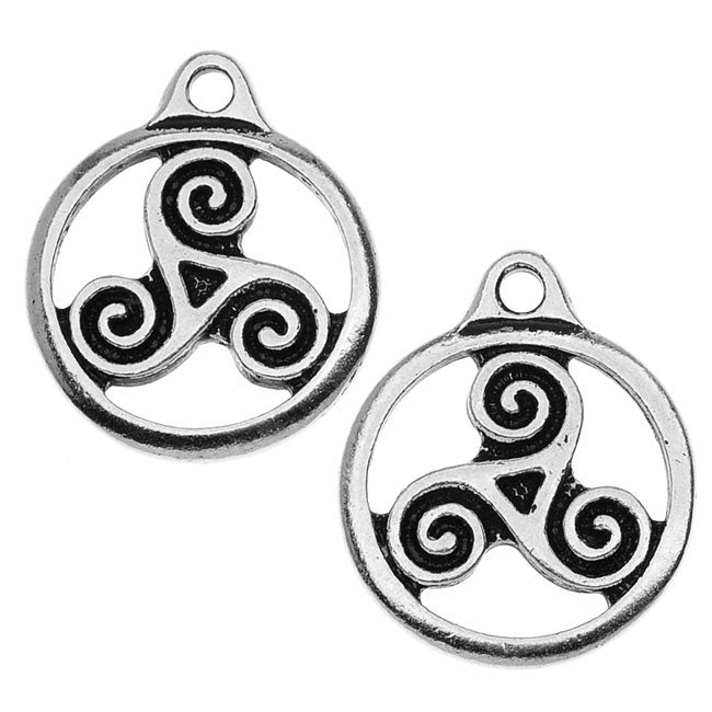 TierraCast Celtic Collection, Triskele Charm 16x19mm Antiqued Silver (2 Pieces)