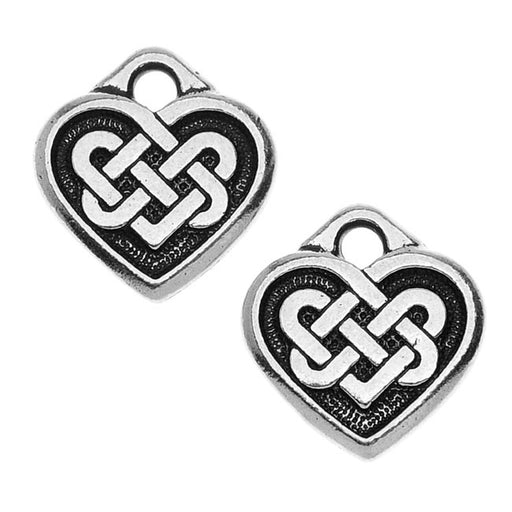 TierraCast Celtic Collection, 'Tracys' Celtic Heart Charm 13x14mm Antiqued Silver (2 Pieces)