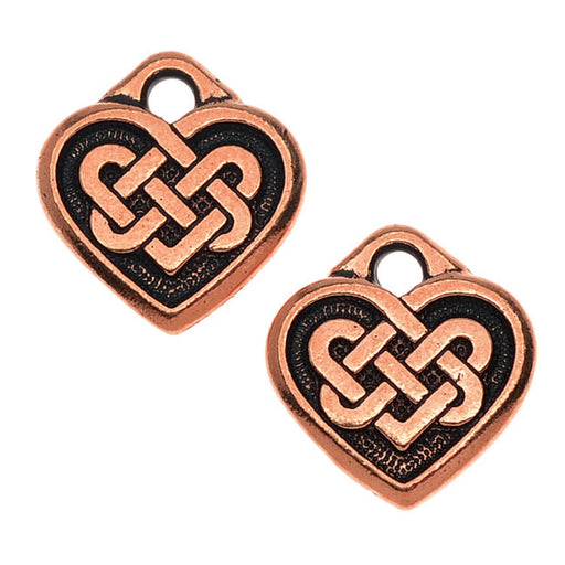 TierraCast Celtic Collection, 'Tracys' Celtic Heart Charm 13x14mm Antiqued Copper (2 Pieces)