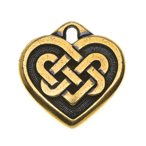 TierraCast Celtic Collection, Tracys Celtic Heart Charm 19mm, 1 Pc, Antiqued Gold