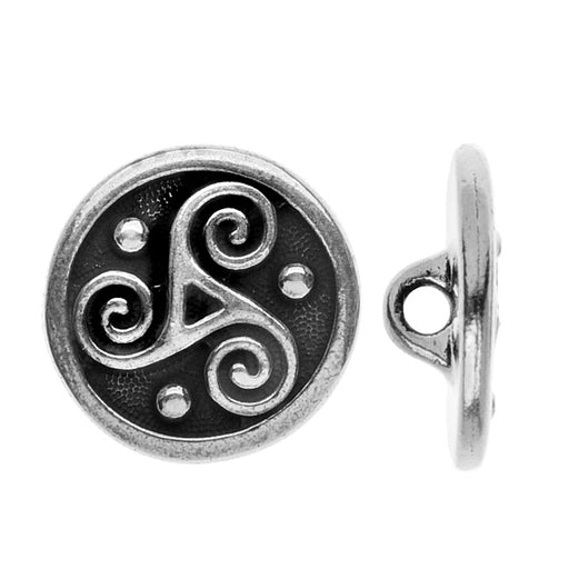 TierraCast Celtic Collection, Triskele Button 16mm, Antiqued Silver (1 Piece)