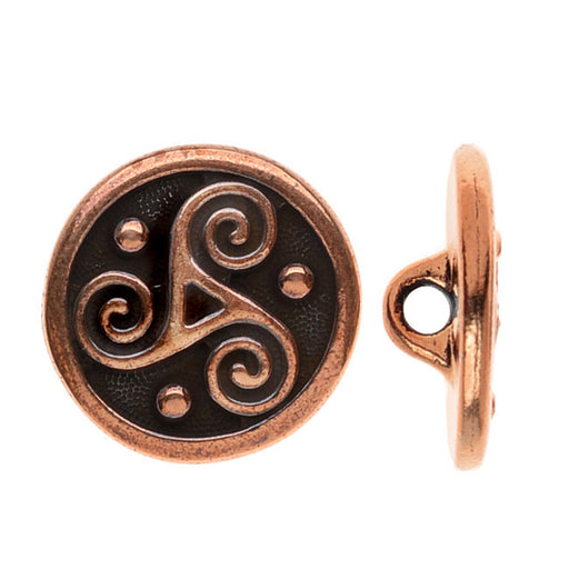 TierraCast Celtic Collection, Triskele Button 16mm, 1 Piece, Antiqued Copper