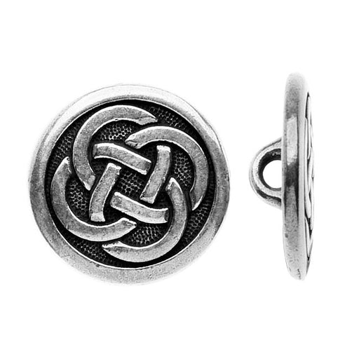 TierraCast Celtic Collection, Celtic Knot Button 16mm, Antiqued Silver (1 Piece)