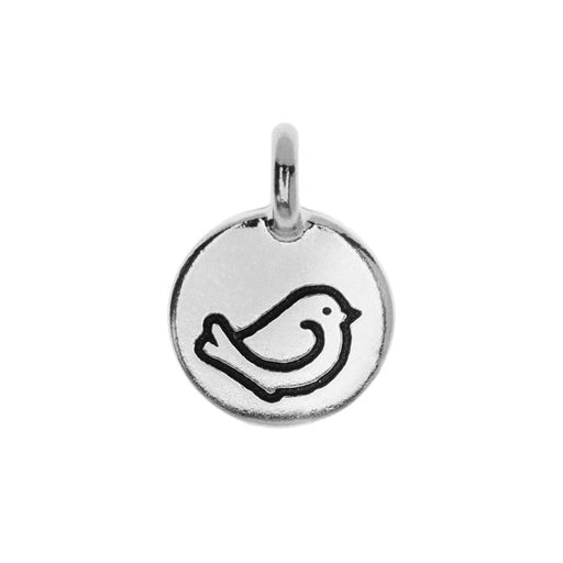TierraCast Pewter Charm, Round Fat Bird 16.5x11.5mm, Antiqued Silver Plated (1 Piece)