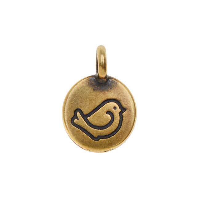 TierraCast Pewter Charm, Round Fat Bird 16.5x11.5mm, 1 Piece, Brass Oxide Finish