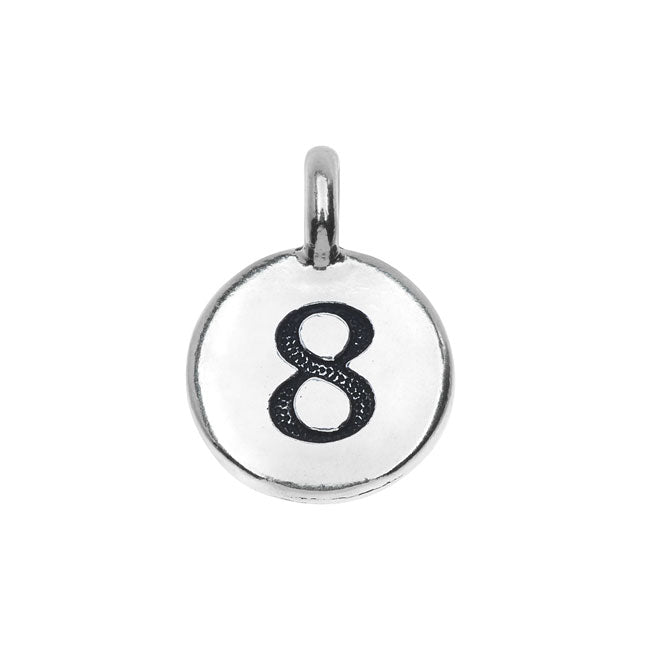 TierraCast Number Charm, Round '8' 16.5x11.5mm, 1 Piece, Antiqued Silver Plated