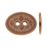 TierraCast Pewter, Oval 2-Hole Button Tribal 14.5x19mm, Antiqued Copper (1 Piece)