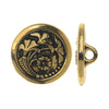 TierraCast Pewter, Circle Button with Flower Motif 17mm, Gold (1 Piece)