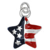 Silver Plated and Enameled Charm, USA Star Flag 15x13x2.3mm, Red/Blue (1 Piece)
