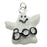 Silver Plated and Enameled Charm, Ghost w/Boo 19x17.5x4mm, White/Black (1 Piece)