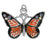Silver Plated and Enameled Charm, Monarch w/Crystals AB, Orange (1 Piece)