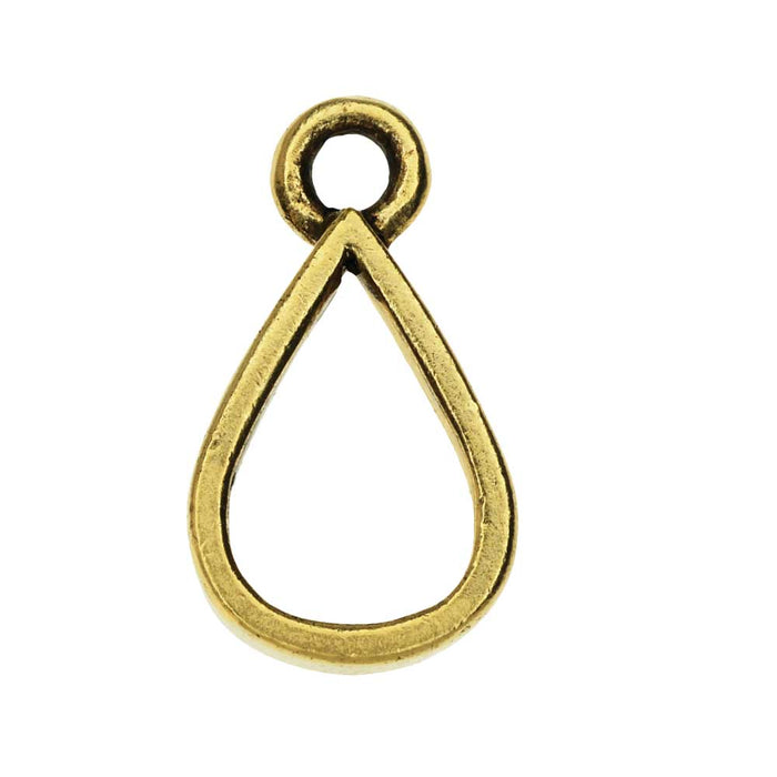 Nunn Design Open Pendant, Small Drop 12x21mm, Antiqued Gold (1 Piece)