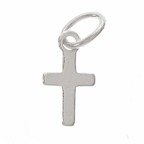 Sterling Silver Charm Tiny Sleek Cross Christian 9.5mm (1 pcs)