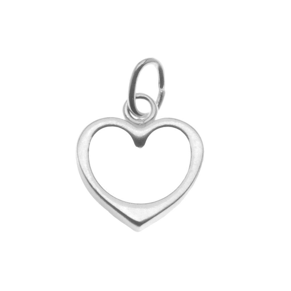 Sterling Silver Charm Sleek Open Heart 10mm