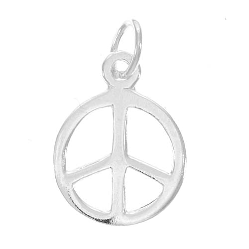 Sterling Silver Charm Sleek Peace Sign 10mm
