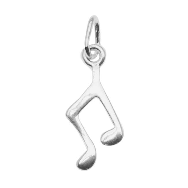 Sterling Silver Charm Sleek Music Eighth Notes 10mm