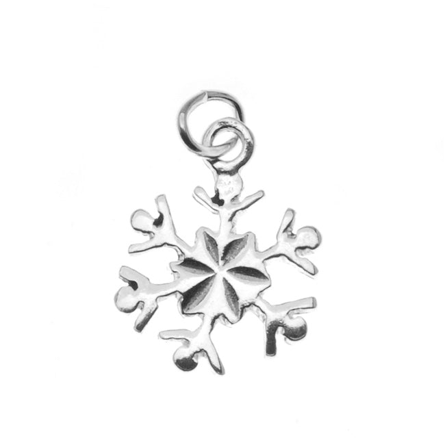 Sterling Silver Delicate Snowflake Charm Christmas Winter 13.5mm