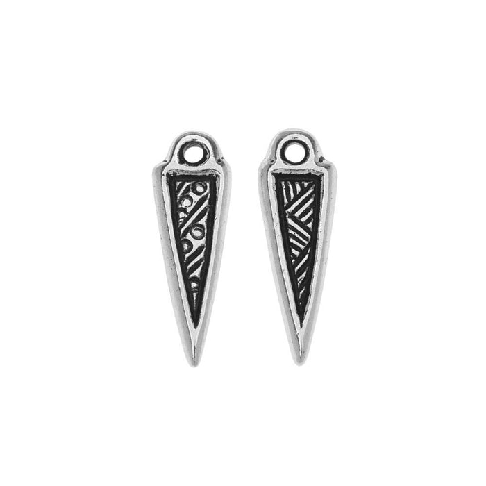 TierraCast Pewter Charms, Ethnic Spike Design 17mm Long, Antiqued Silver Plated (2 Pieces)