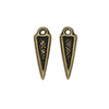 TierraCast Pewter Charms, Ethnic Spike Design 17mm Long Brass Oxide Finish (2 Pieces)