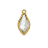 TierraCast Pewter Frame Pendant, Flame Design with Crystal 19x9.5mm, 22K Gold Plated (1 Piece)