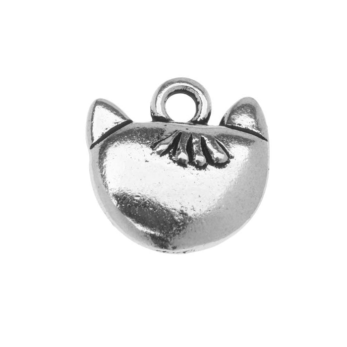 Pewter Charm, Cat 'Whiskers' 14x14mm, Antiqued Silver, By TierraCast (1 Piece)