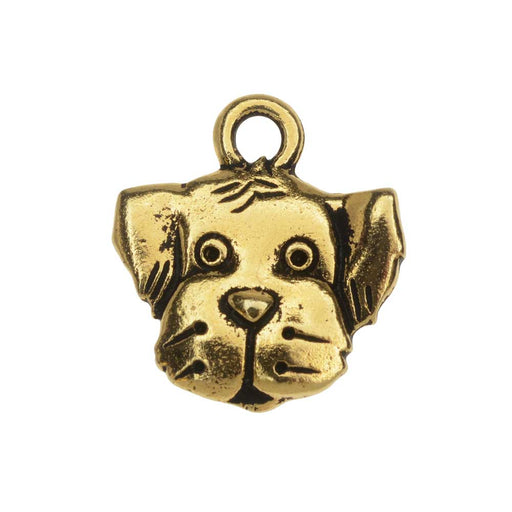 TierraCast Charm, Dog 'Spot' 15x16.5mm, 1 Piece, Antiqued Gold Plated