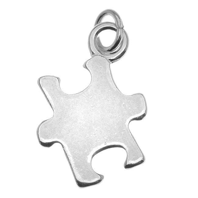Silver Plated Autism Awareness Puzzle Piece Charms 14x13mm (4 Pieces)