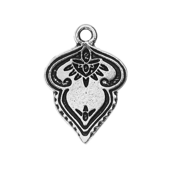 TierraCast Pendant, Mehndi 17x24.5mm, Antiqued Silver Plated (1 Piece)
